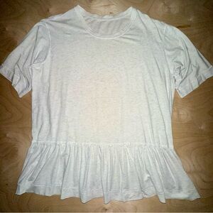 Lululemon Size 12 Flouncy Top Ruffled Peplum Tee Oatmeal Heathered EUC